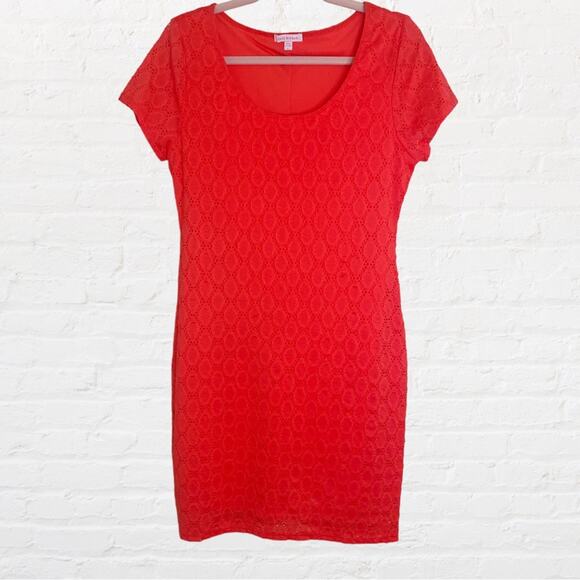 Isaac Mizrahi salmon eyelet bodycon dress - Picture 1 of 4